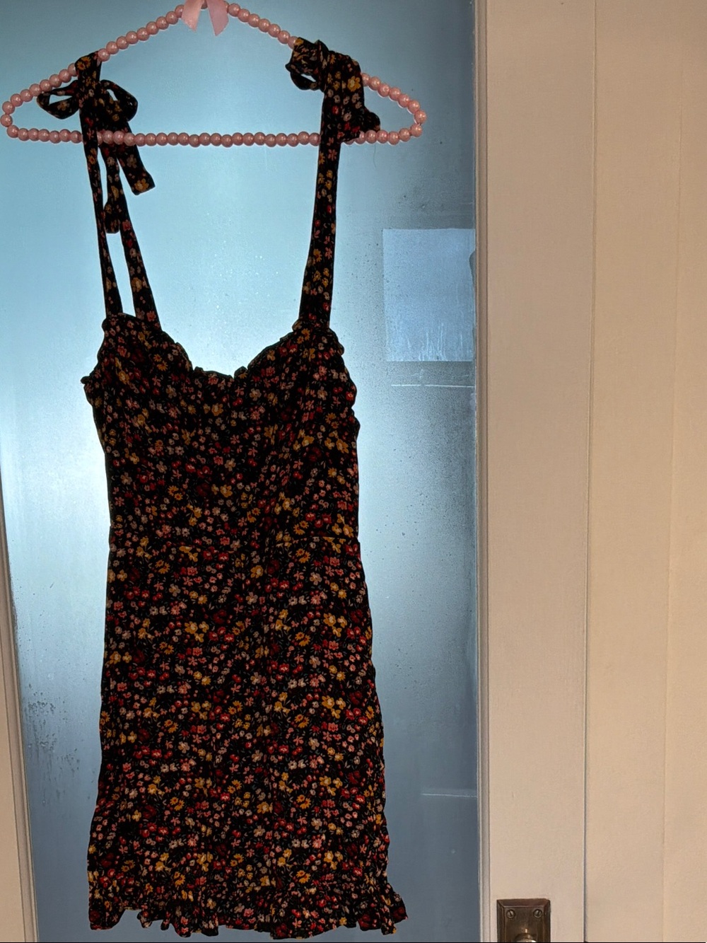 audrey Black Floral Tie-Shoulder Slip Dress